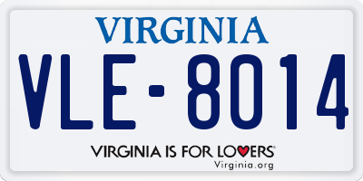 VA license plate VLE8014