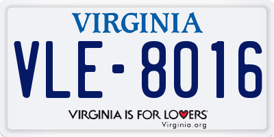 VA license plate VLE8016