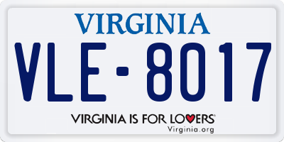 VA license plate VLE8017