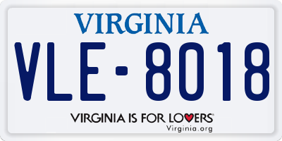 VA license plate VLE8018