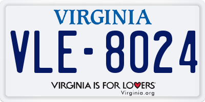 VA license plate VLE8024