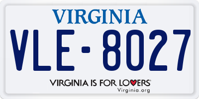 VA license plate VLE8027