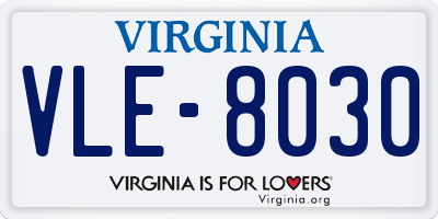 VA license plate VLE8030