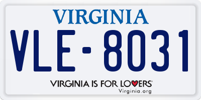 VA license plate VLE8031