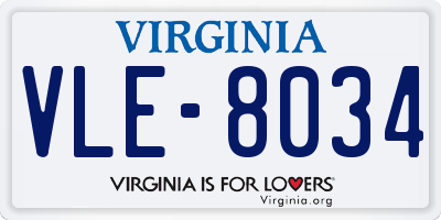 VA license plate VLE8034