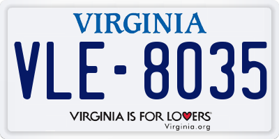VA license plate VLE8035