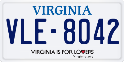 VA license plate VLE8042