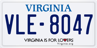 VA license plate VLE8047