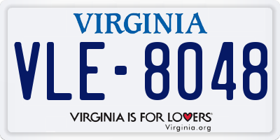 VA license plate VLE8048