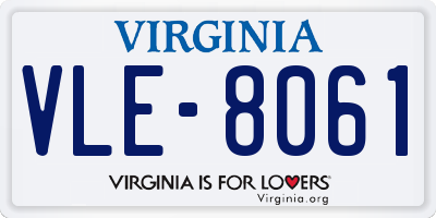 VA license plate VLE8061