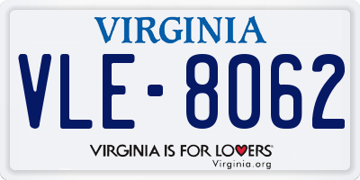 VA license plate VLE8062