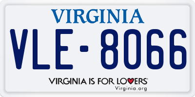 VA license plate VLE8066