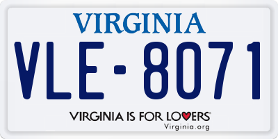 VA license plate VLE8071