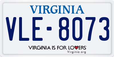 VA license plate VLE8073
