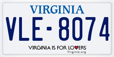 VA license plate VLE8074