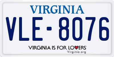 VA license plate VLE8076