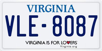 VA license plate VLE8087