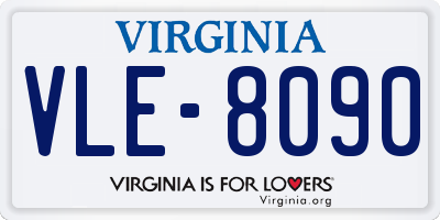 VA license plate VLE8090