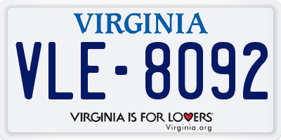 VA license plate VLE8092