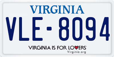 VA license plate VLE8094