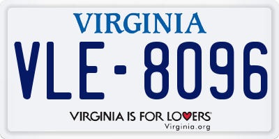 VA license plate VLE8096