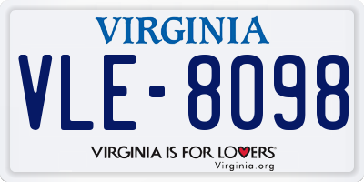 VA license plate VLE8098