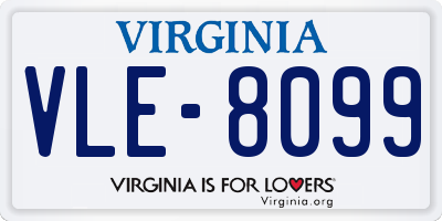 VA license plate VLE8099