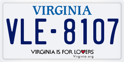 VA license plate VLE8107