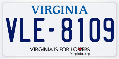 VA license plate VLE8109