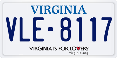 VA license plate VLE8117