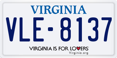 VA license plate VLE8137