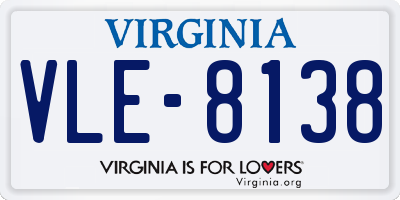 VA license plate VLE8138