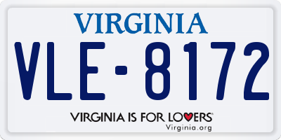 VA license plate VLE8172