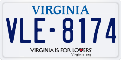 VA license plate VLE8174