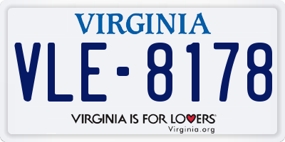 VA license plate VLE8178