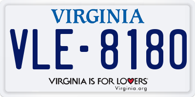VA license plate VLE8180