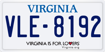 VA license plate VLE8192