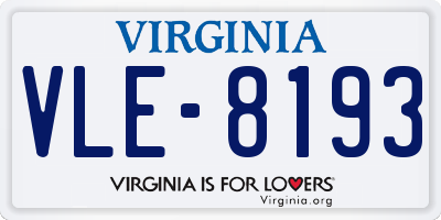 VA license plate VLE8193