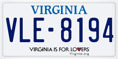 VA license plate VLE8194