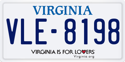 VA license plate VLE8198