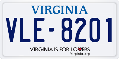 VA license plate VLE8201