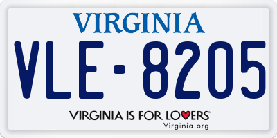 VA license plate VLE8205