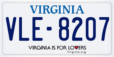 VA license plate VLE8207