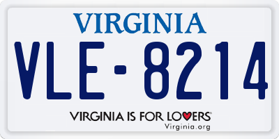 VA license plate VLE8214