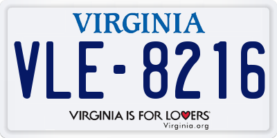 VA license plate VLE8216