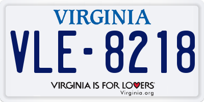 VA license plate VLE8218