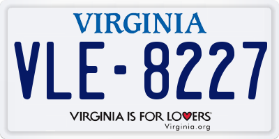 VA license plate VLE8227