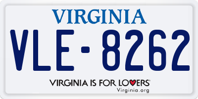 VA license plate VLE8262
