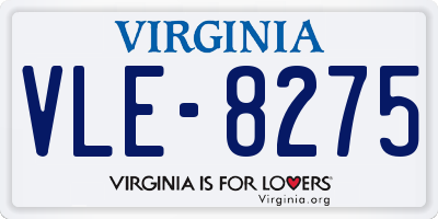 VA license plate VLE8275