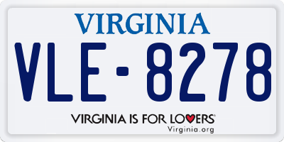 VA license plate VLE8278